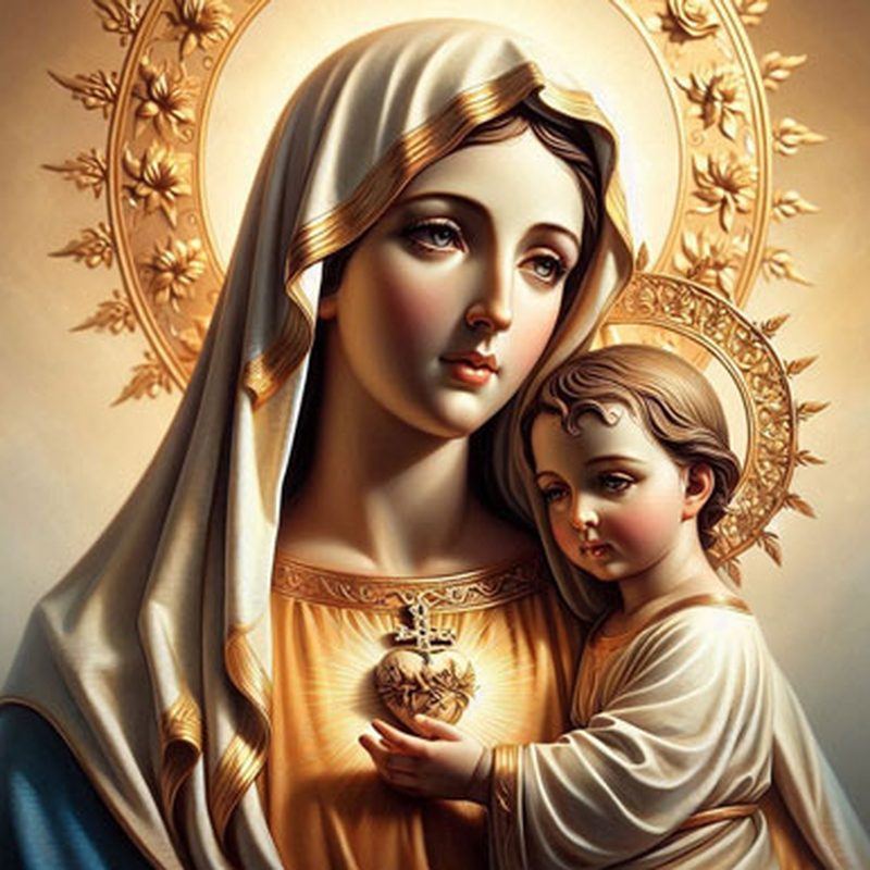 Imagem de Nossa Senhora com o Menino Jesus, símbolo da devoção do Santo Terço